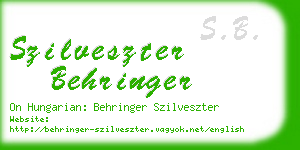 szilveszter behringer business card